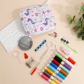 Comprehensive portable sewing kit featuring floral peacock pouch and 14 multicolor threads - Colorful Bird