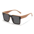 Fashionable square children's sunglasses in nude and grey, UV protection kids eyewear - Square Style (3809-1) / Coffee Frame Grey Lens