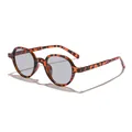 Stylish retro round frame sunglasses with tortoise shell pattern and light grey lenses - Tortoise Frame 2 Gray Lens