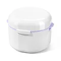 Boîte de rangement portable blanche pour appareils dentaires avec bordure violette élégante - Blanc