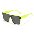 Fashionable neon green and black square frame sunglasses for kids with UV protection - Square Style (3809-1) / Neon Green Frame Grey Lens