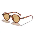 Vintage round sunglasses with tortoiseshell frame and yellow lenses for a retro look - Demi Frame Light Tea Lens