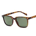 Retro square tortoiseshell sunglasses with dark green lenses and silver rice nail accents - Leopard Print Frame Dark Green Lens