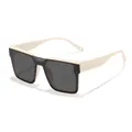 Stylish cream white square frame children's sunglasses with dark grey lenses - Square Style (3809-1) / Beige Frame Gray Lens