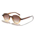 Stylish unisex round sunglasses with lightweight brown gradient frames and lenses - Amber Gradient Frame Gradient Tea Lens