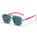 Occhiali da sole per bambini protezione UV con montatura verde acqua e aste rosa - Montatura Blu Asta Rosa Lenti Grigie
