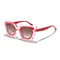 Stylish pink and red cat-eye sunglasses for women with a large frame for outdoor sun protection - Transparent Pink Red Arm Gradient Brown Lens