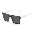 Fashionable kids square sunglasses with white frames and black lenses UV protection - Square Style (3809-1) / White Frame Gray Lens