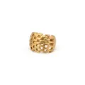 Vintage goldener breiter Ring mit einzigartigem hohlem Backsteinmuster - Größe 6 / Gold