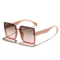 Oversized square frame sunglasses for women with nude pink frame and gradient lenses - Orange Pink Frame Tea Pink Lens