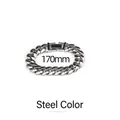 Hochwertiges poliertes 12mm Panzerarmband aus Edelstahl für Herren, 170mm Länge. - Armband / 17cm (Breite 12mm) / Stahlfarben