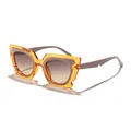 Oversized cat-eye sunglasses for women with trendy orange translucent frames - Transparent Yellow Coffee Arm Gradient Gray Lens