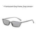 Lunettes de soleil rectangulaires rétro avec monture grise transparente et verres gris - Monture Transparente Verres Gris