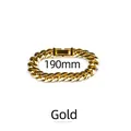 Hochwertiges 12mm poliertes goldenes Panzerarmband für Herren mit 190mm Länge - Armband / 19cm (Breite 12mm) / Gold
