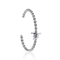 Sleek hip-hop style silver twisted wire titanium steel cuff bracelet for men jewelry - Steel