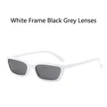 Lunettes de soleil chat rétro avec monture blanche élégante et verres gris foncé protecteurs - Monture Blanche Verres Gris Foncé