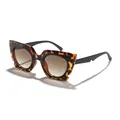 Oversized cat-eye sunglasses for women with tortoiseshell frame and gradient lenses - Tortoise Black Frame Black Arm Gradient Brown Lens