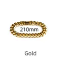 Elegante bracciale a catena cubana da 12mm con finitura oro lucido, lungo 210mm per uomo - Bracciale / 21cm (Larghezza 12mm) / Oro