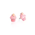 Süße rosa Erdbeer-Cupcake-Ohrstecker mit kreativem Dessert-Design für Mädchen - 1 Paar Packung / Rosa Stil (DWE0229)