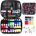 Complete sewing kit with butterfly print case and 18 rolls of colorful threads. - Black Butterfly