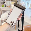 Professional transparent waterproof phone pouch with adjustable black crossbody strap for swimming - Glow in the Dark / Black