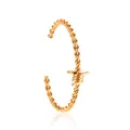 Unique minimalist gold-tone twisted rope cuff bracelet with barbed wire design detail - Gold