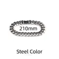 Elegante bracciale a catena cubana 12mm in acciaio inossidabile argento, 210mm - Bracciale / 21cm (Larghezza 12mm) / Colore acciaio