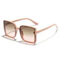 Occhiali da sole quadrati oversize alla moda con montatura rosa pesca e lenti UV sfumate - Montatura Rosa Arancio Lenti Sfumate Tè