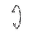 Minimalist stainless steel twisted open cuff bracelet with spherical ends in silver finish - Steel