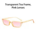 Petites lunettes de soleil rétro avec monture ambre transparente et verres roses - Monture Transparente Verres Roses