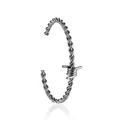 Hip-hop style silver titanium steel twisted chain bracelet for men with unique knot detail - Antique Silver