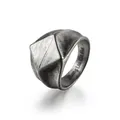 Vintage geometrischer quadratischer Ring mit antikem Silberfinish für Damen und Herren - Größe 6 / Antiksilber