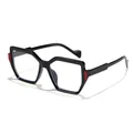 Moderne schwarze geometrische Blaulichtfilter-Brille mit stilvollen roten Akzenten - Schwarzer Rahmen Anti-Blaulicht