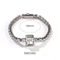 Elegantes minimalistisches Zirkon Armband in polierter Stahlfarbe, 180 mm Länge - 18cm / Silber