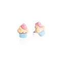 Süße Erdbeer-Cupcake-Ohrstecker in zarten rosa und blauen Pastellfarben für Mädchen - 1 Paar Packung / Nude Blau Stil (DWE0229)