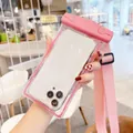 Universal pink waterproof phone pouch with adjustable strap for swimming and diving - Glow in the Dark / Pink