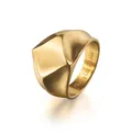 Geometrischer Ring aus mattem Gold mit Rautenmuster und Innengravur für Damen und Herren - Größe 6 / Gold