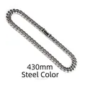 Collana a catena cubana da 12mm in acciaio lucido premium per uomo, lunghezza 430mm - Collana / 43cm (Larghezza 12mm) / Colore acciaio