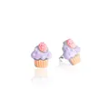 Süße lila Erdbeer-Cupcake-Ohrstecker mit süßem Design für Mädchen, Ansicht der SKU-Variante - 1 Paar Packung / Violett Nude Stil (DWE0229)