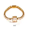 Eleganter goldfarbener Armband-Variant mit Zirkonia-Steinen und einer Länge von 170mm - 17cm / Gold