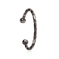 Minimalist titanium steel twisted cuff bracelet with ball ends in polished silver finish - Antique Silver