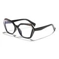 Monture de lunettes anti-lumière bleue polygonale noire et marron élégante pour femme. - Noir-Café-Blanc