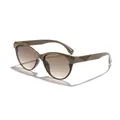 Elegant olive green cat-eye sunglasses with PC frame and brown gradient lenses for women - Coffee Frame Double Tea Lens