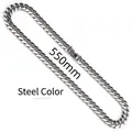 Collana a catena cubana da 12mm in acciaio argento per uomo, variante lunga 550mm - Collana / 55cm (Larghezza 12mm) / Colore acciaio