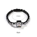 Elegant 170mm black plated zirconia tennis bracelet featuring crushed ice center stone - 17cm / Black