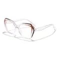 Modische polygonale Blaulicht-Brille für Damen mit transparentem geometrischem Rahmen. - Transparent