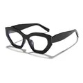 Bold black cat-eye anti-blue light glasses with chunky geometric frames. - Cat Eye / Black
