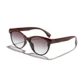 Eleganti occhiali da sole cat-eye bordeaux con lenti sfumate per donna stile alla moda - Montatura Rosso Giuggiola Lente Grigio Blu