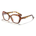 Modische polygonale Brille mit Leopardenmuster für Damen, Anti-Blaulicht-Brillengestell - Rot-kaffeebraunes Schildpattmuster