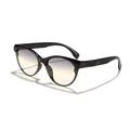 Occhiali da sole cat-eye neri eleganti con lenti sfumate viola-giallo molto alla moda - Montatura Nera Lenti Grigie Gialle